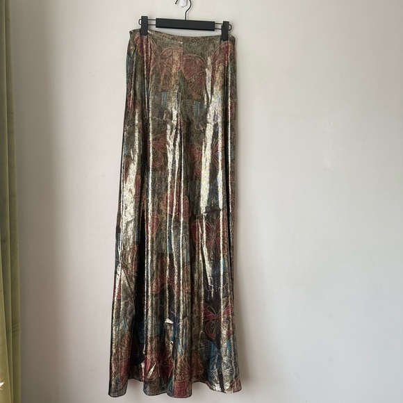 Trina Turk Siya Metallic Silk Butterfly Patterned Wide Leg Pants 0 - Picture 7 of 11